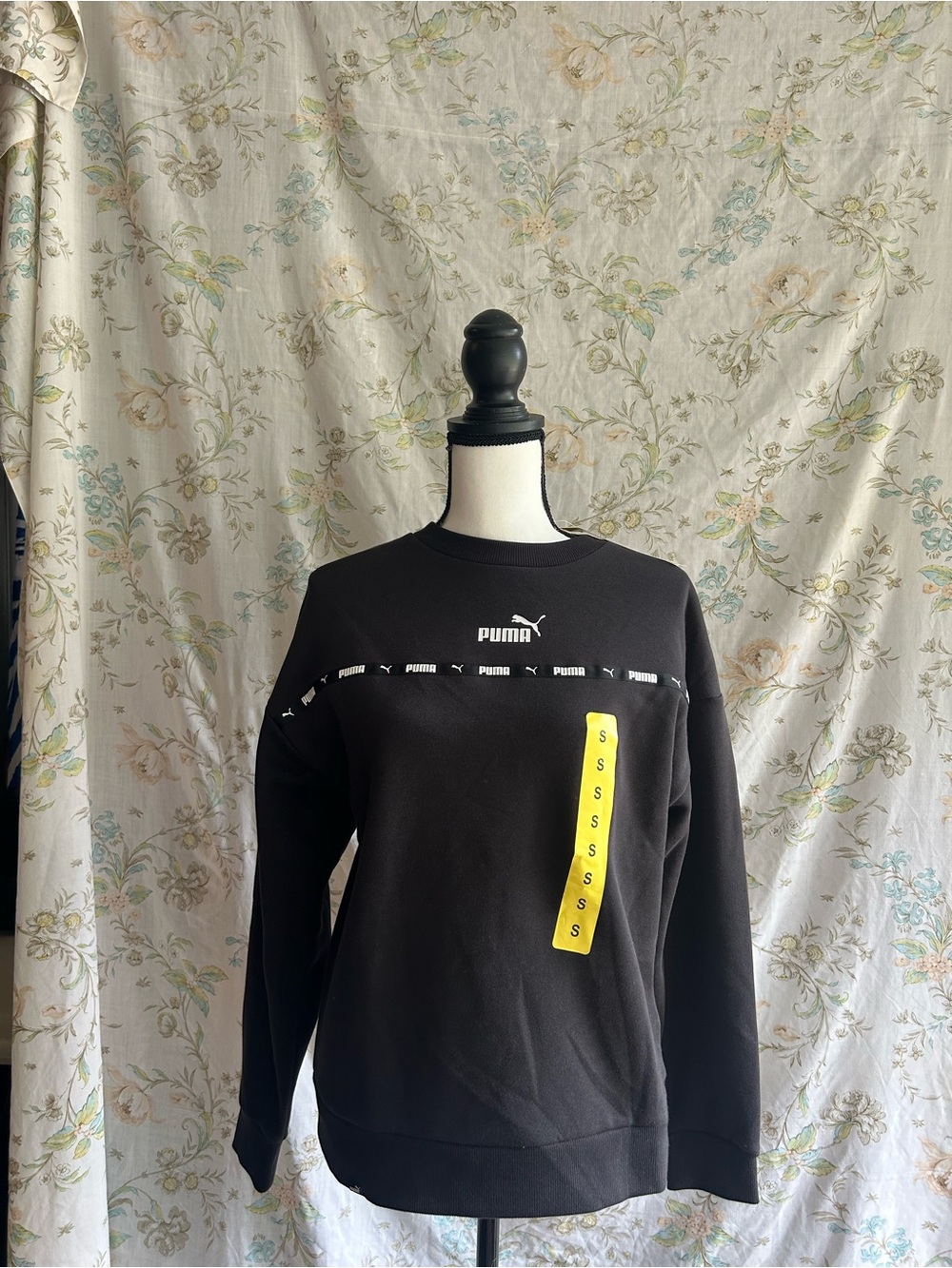 Puma Black Crewneck Sweatshirt with Branded Tape